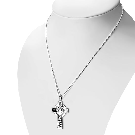 Large Celtic Cross Silver Pendant