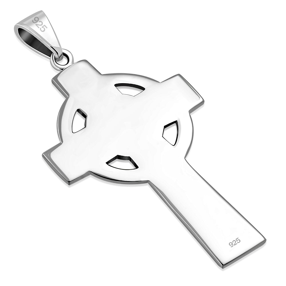 Large Celtic Cross Silver Pendant