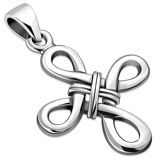 Solid Silver Celtic Knot Cross Shape Pendant