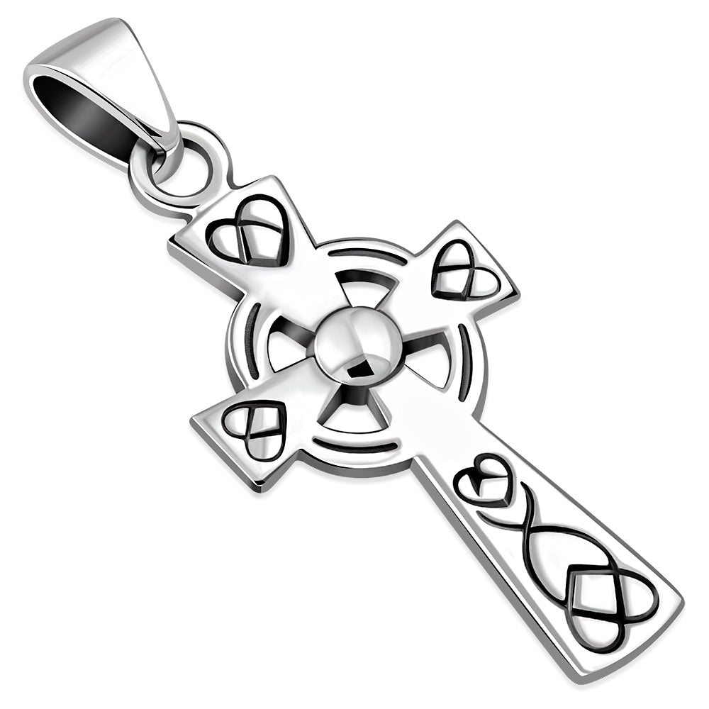 Small Celtic Trinity Knot Cross Silver Pendant