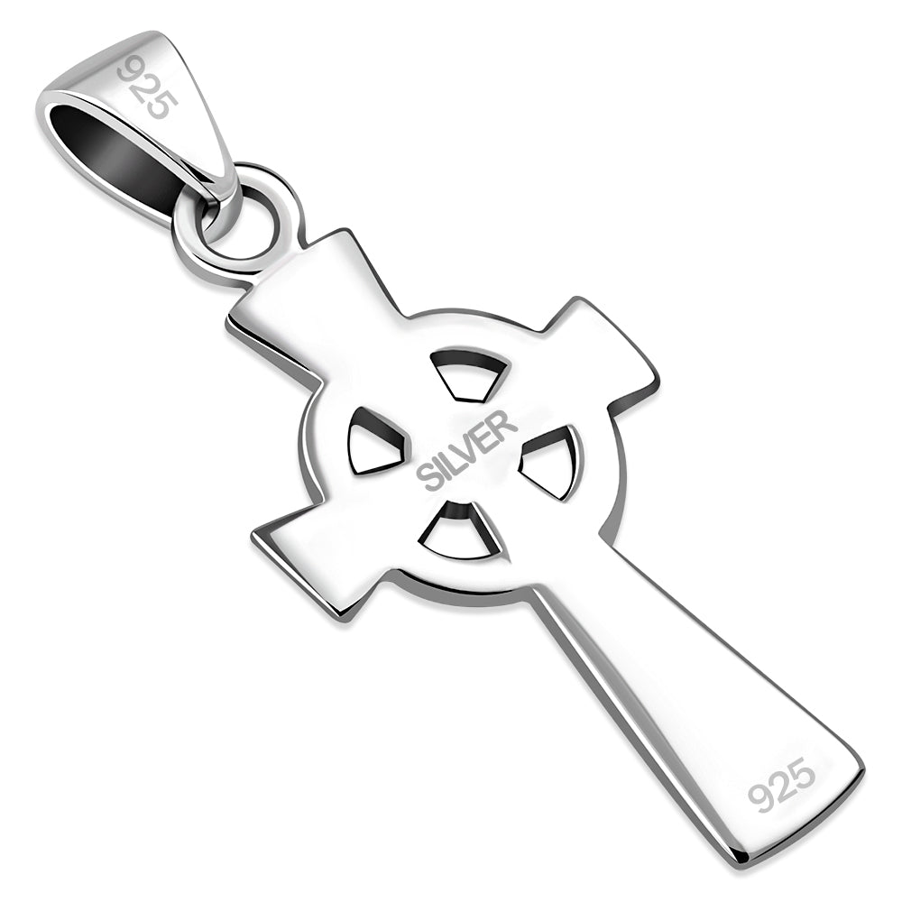 Small Celtic Trinity Knot Cross Silver Pendant