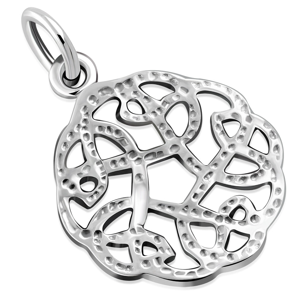 Tiny Round Celtic Silver Pendant