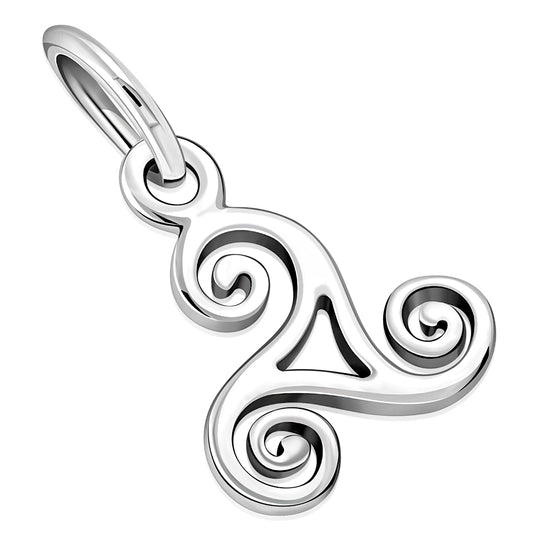 Tiny Triskele Triple Spiral Sterling Silver Pendant