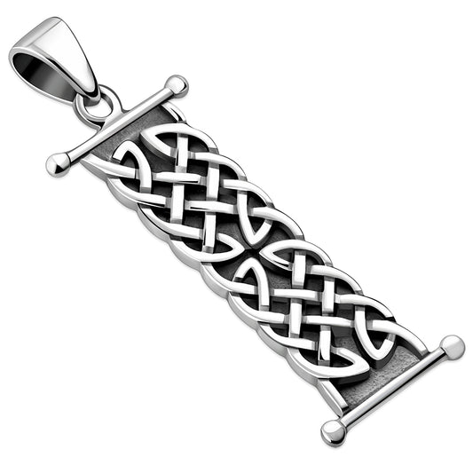 Long Celtic Knot Silver Pendant