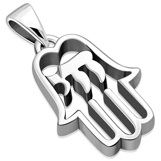 Hamsa Chai/ Hai Jewish Judaica Hebrew 925 Sterling Silver Pendant