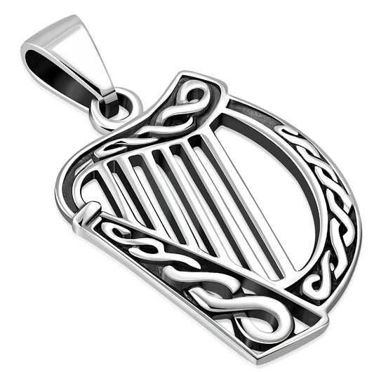 Sterling Silver Celtic Harp Pendant