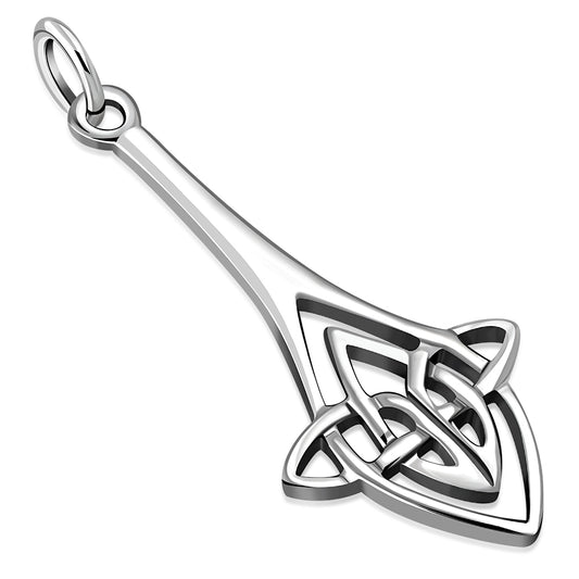 Long Solid Silver Celtic Knot Pendant