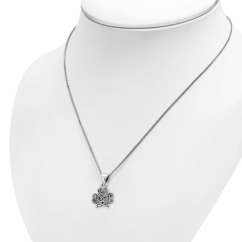 Tiny Plain Silver Shamrock Pendant