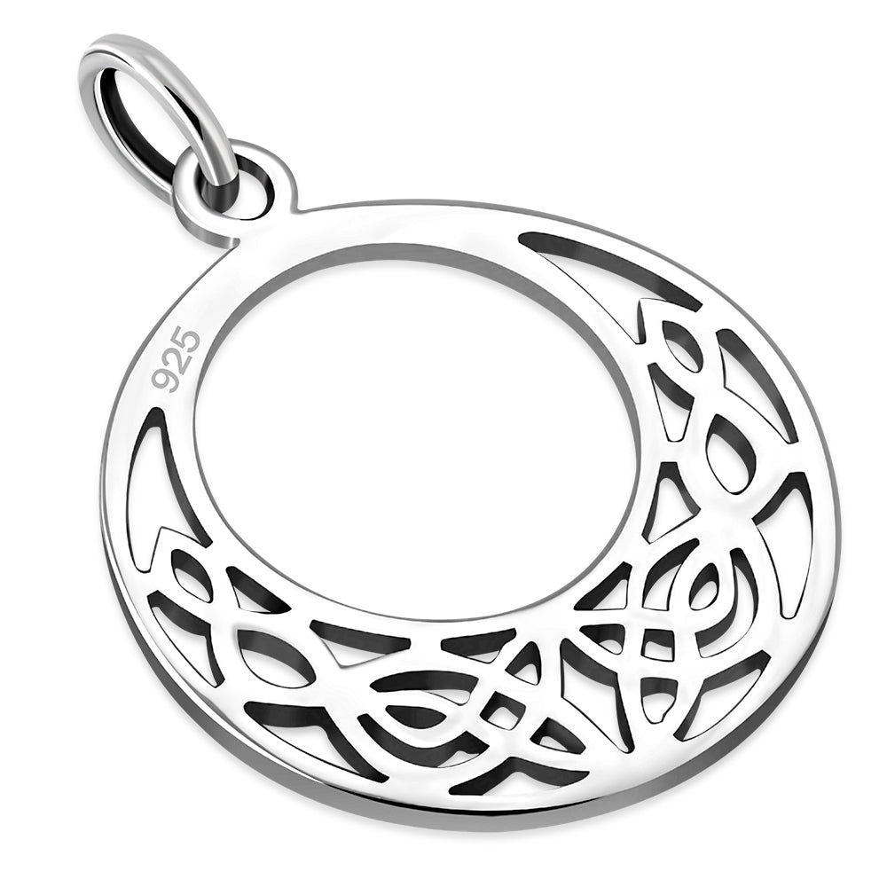 Medium Celtic Knot Round Silver Pendant