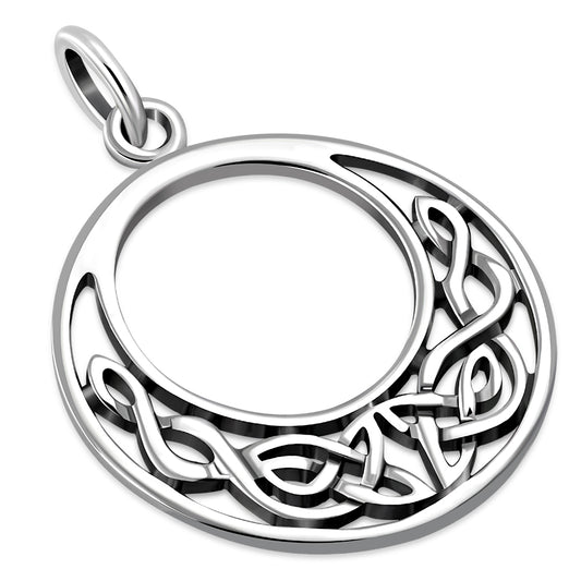 Medium Celtic Knot Round Silver Pendant