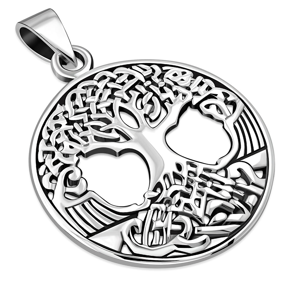 Large Celtic Tree of Life Silver Pendant