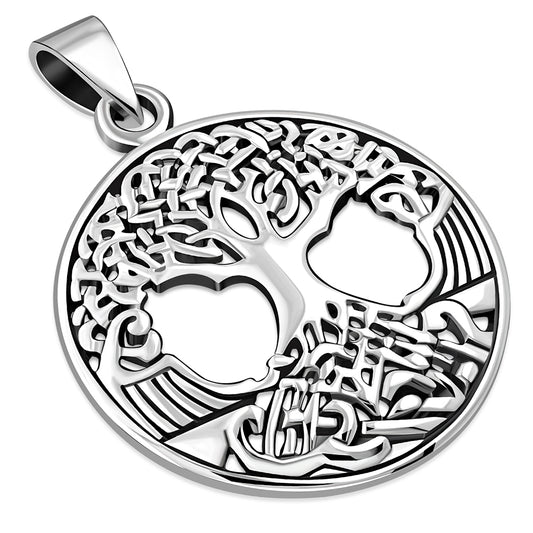 Large Celtic Tree of Life Silver Pendant