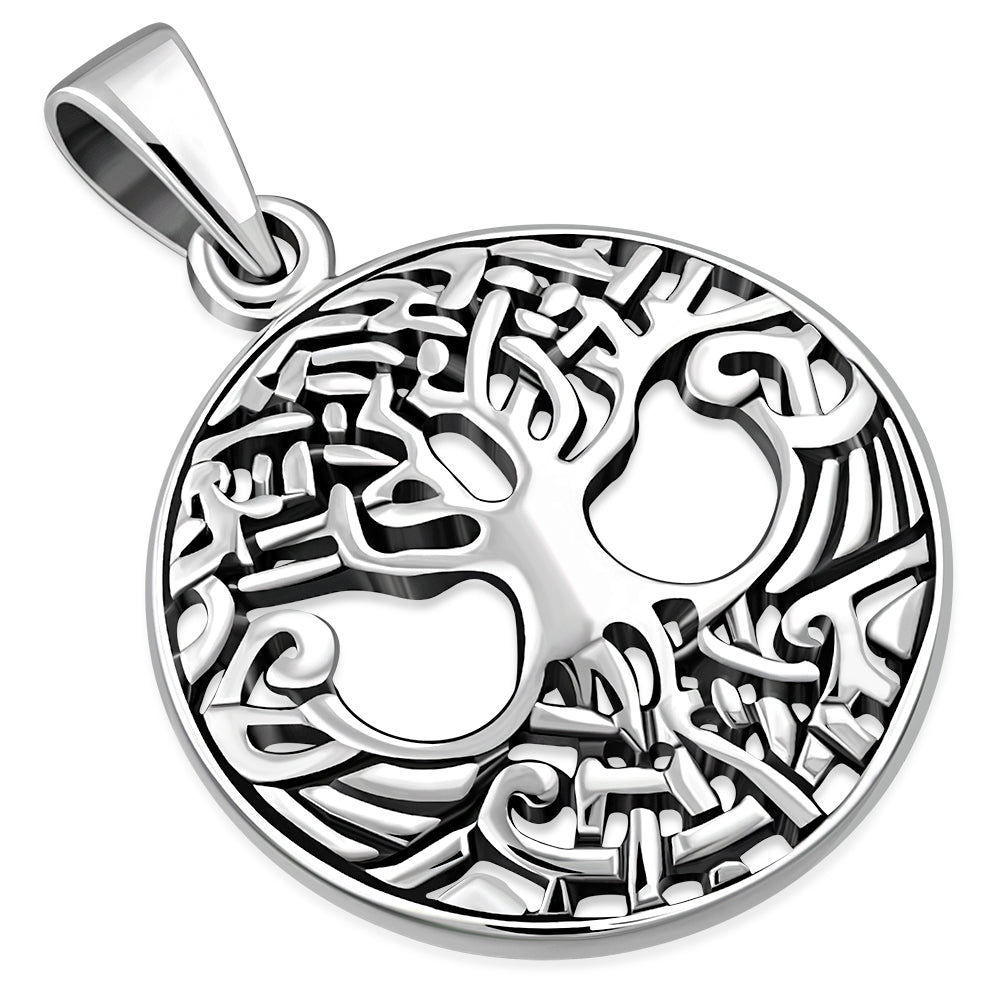Small Celtic Knot Tree of Life Silver Pendant