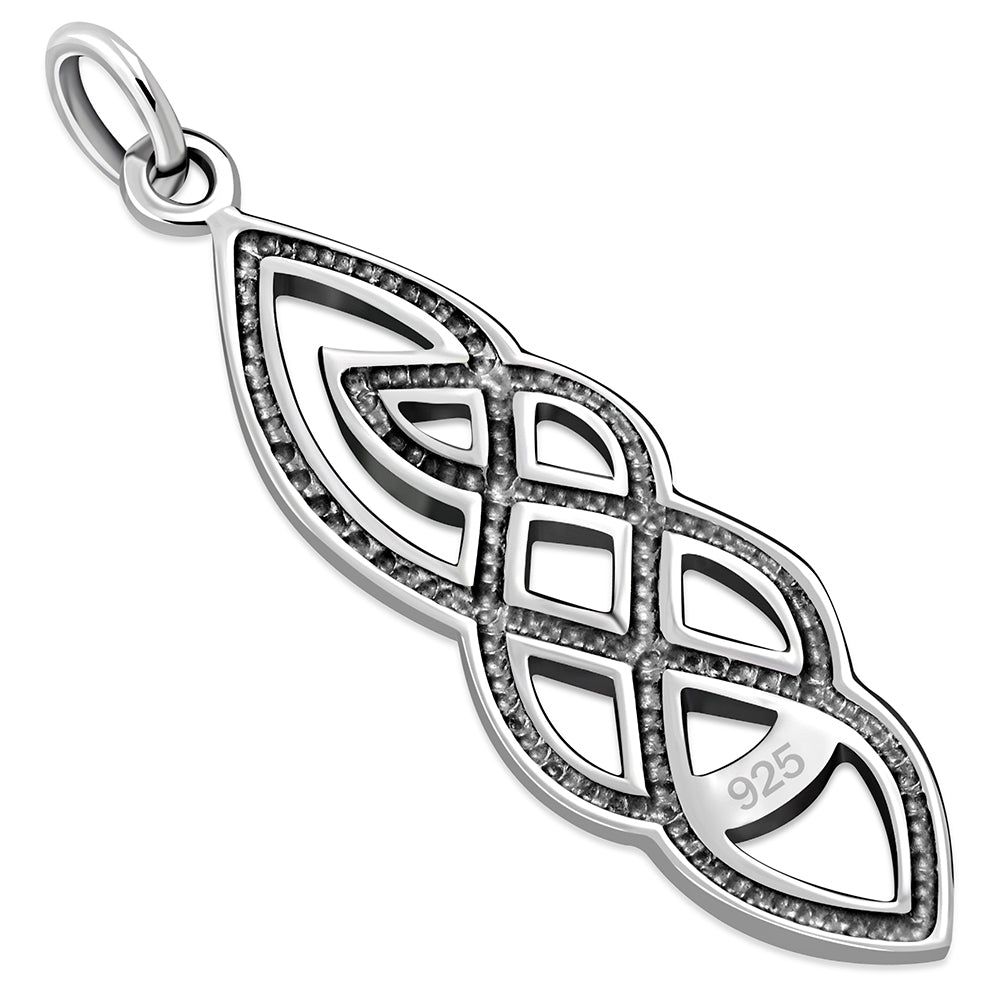 Long Sterling Silver Celtic Knot Pendant