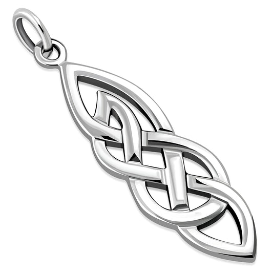 Long Sterling Silver Celtic Knot Pendant