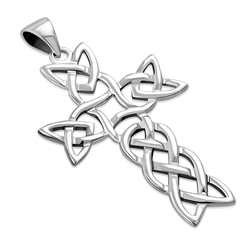 Large Celtic Knot Cross Silver Pendant