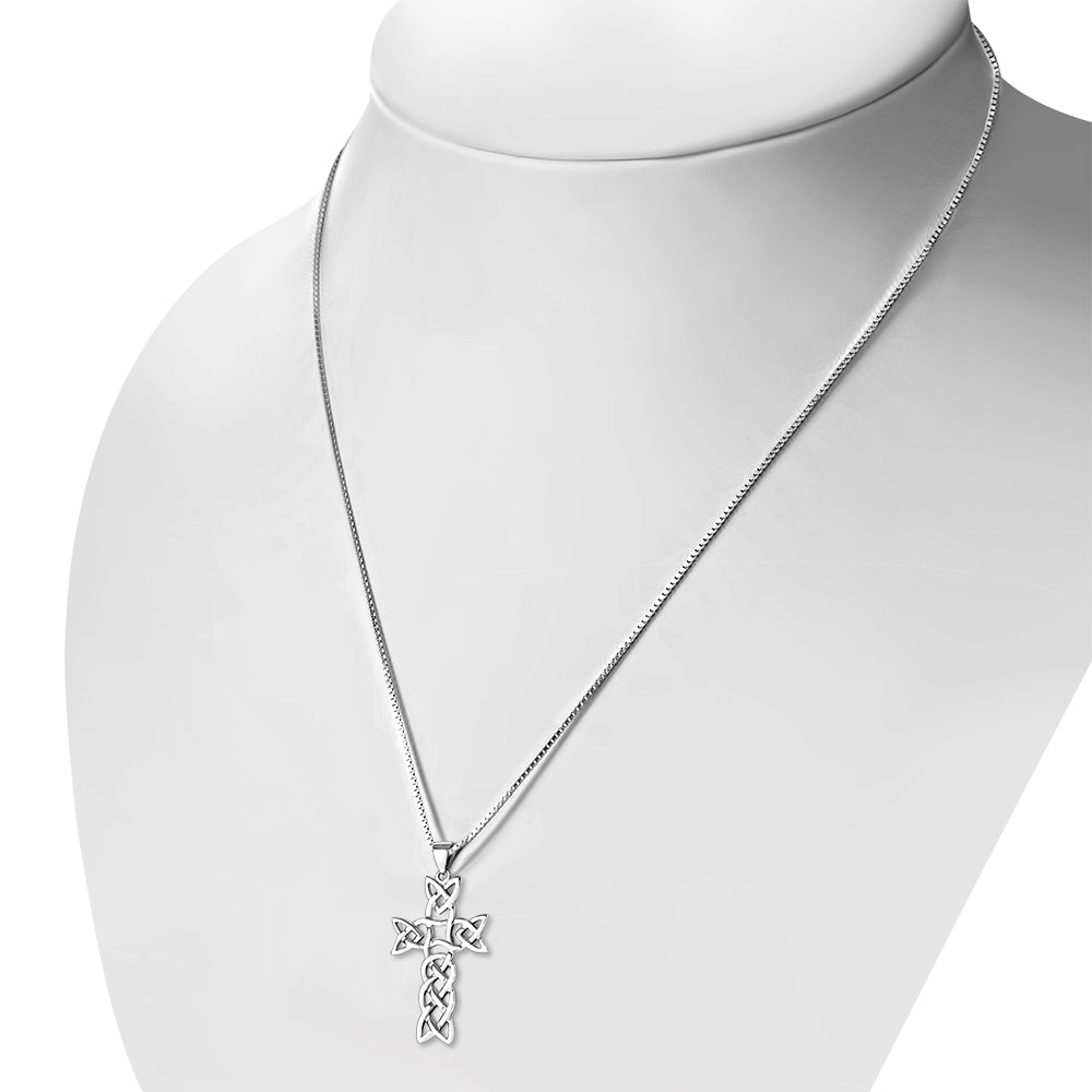 Large Celtic Knot Cross Silver Pendant