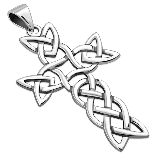 Large Celtic Knot Cross Silver Pendant
