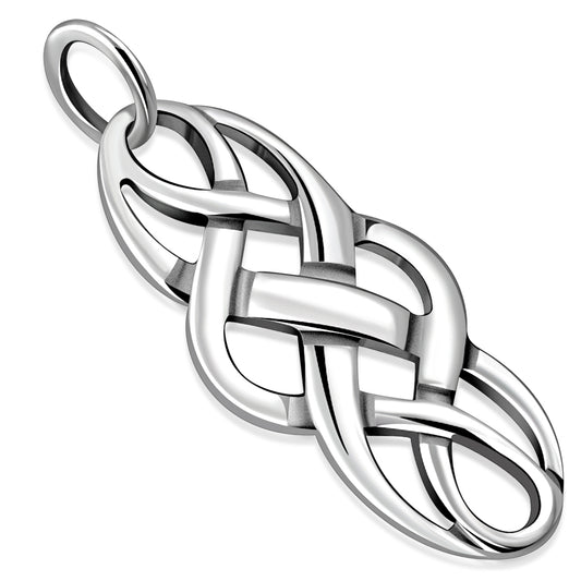 Long Solid Silver Celtic Pendant