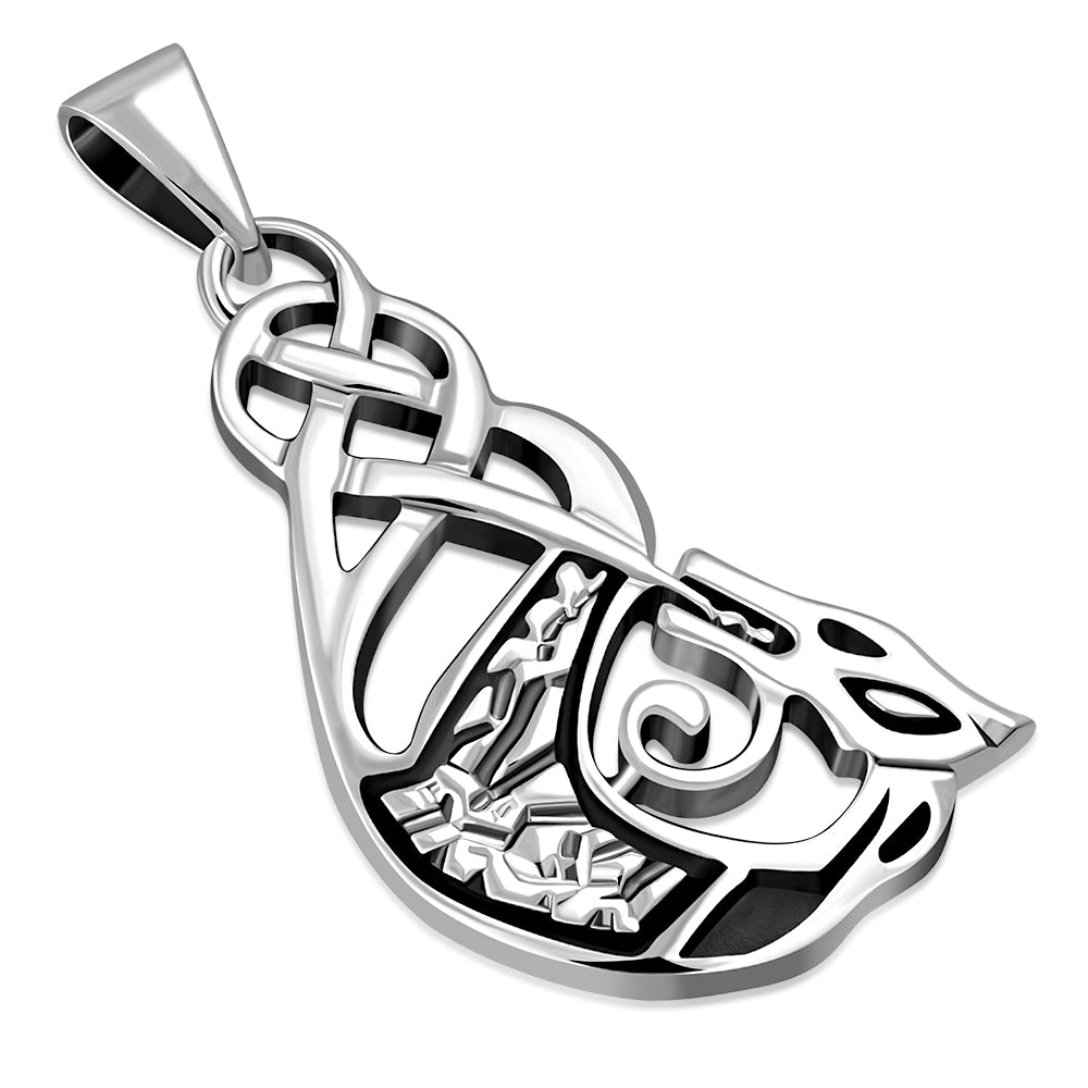 Celtic Dragon Guardian Silver Pendant