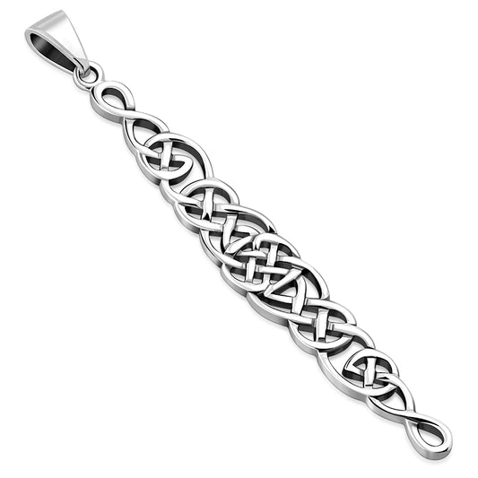 Long Light Celtic Knot Silver Pendant