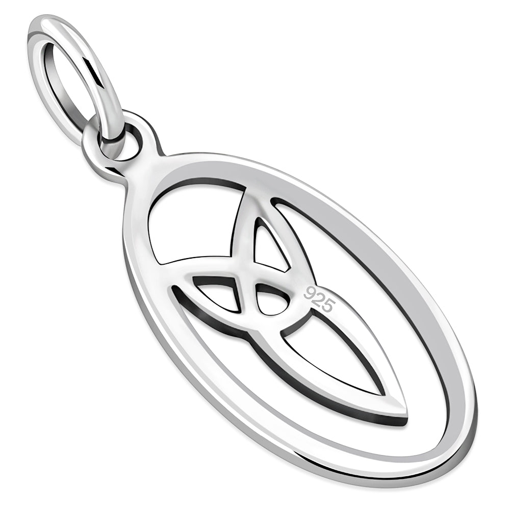 Tiny Trinity Knot Oval Silver Pendant