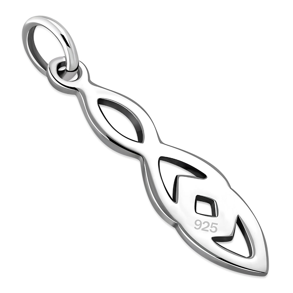 Small Light Celtic Knot Long Silver Pendant