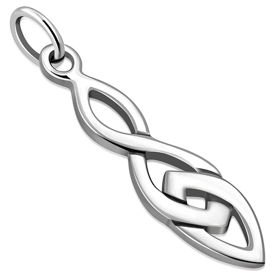 Small Light Celtic Knot Long Silver Pendant