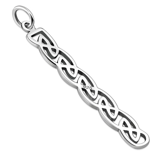 Long Solid Silver Celtic Pendant