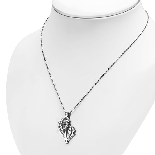 Large Thistle Silver Pendant