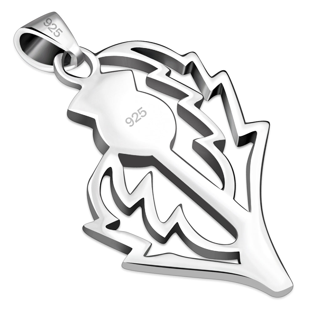 Large Thistle Silver Pendant
