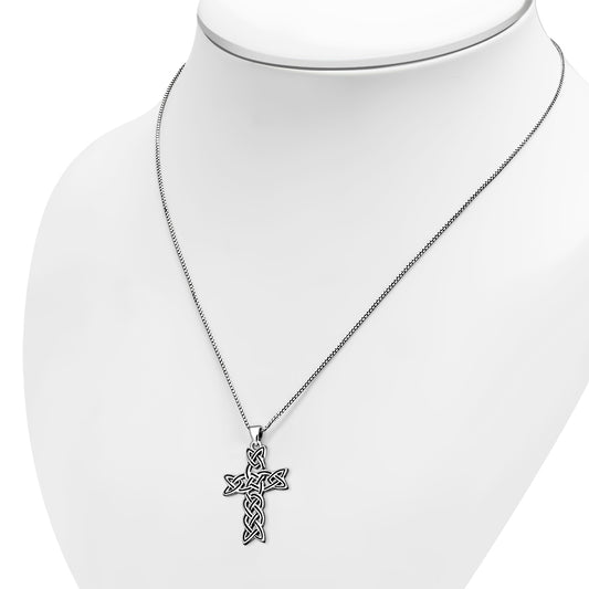 Irish Gaelic Celtic Knot Cross 925 Sterling Silver Pendant