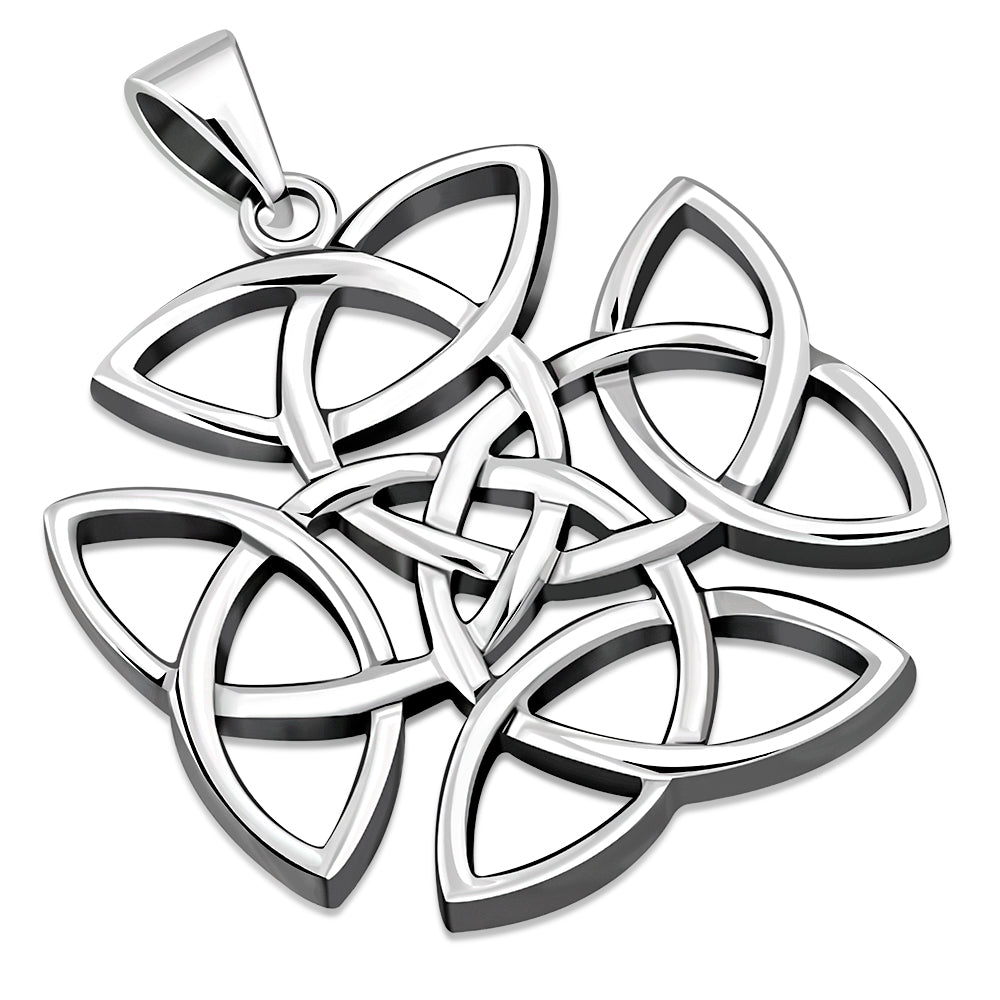 Large Celtic Trinity Knot Cross Silver Pendant