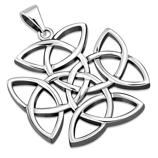 Large Celtic Trinity Knot Cross Silver Pendant