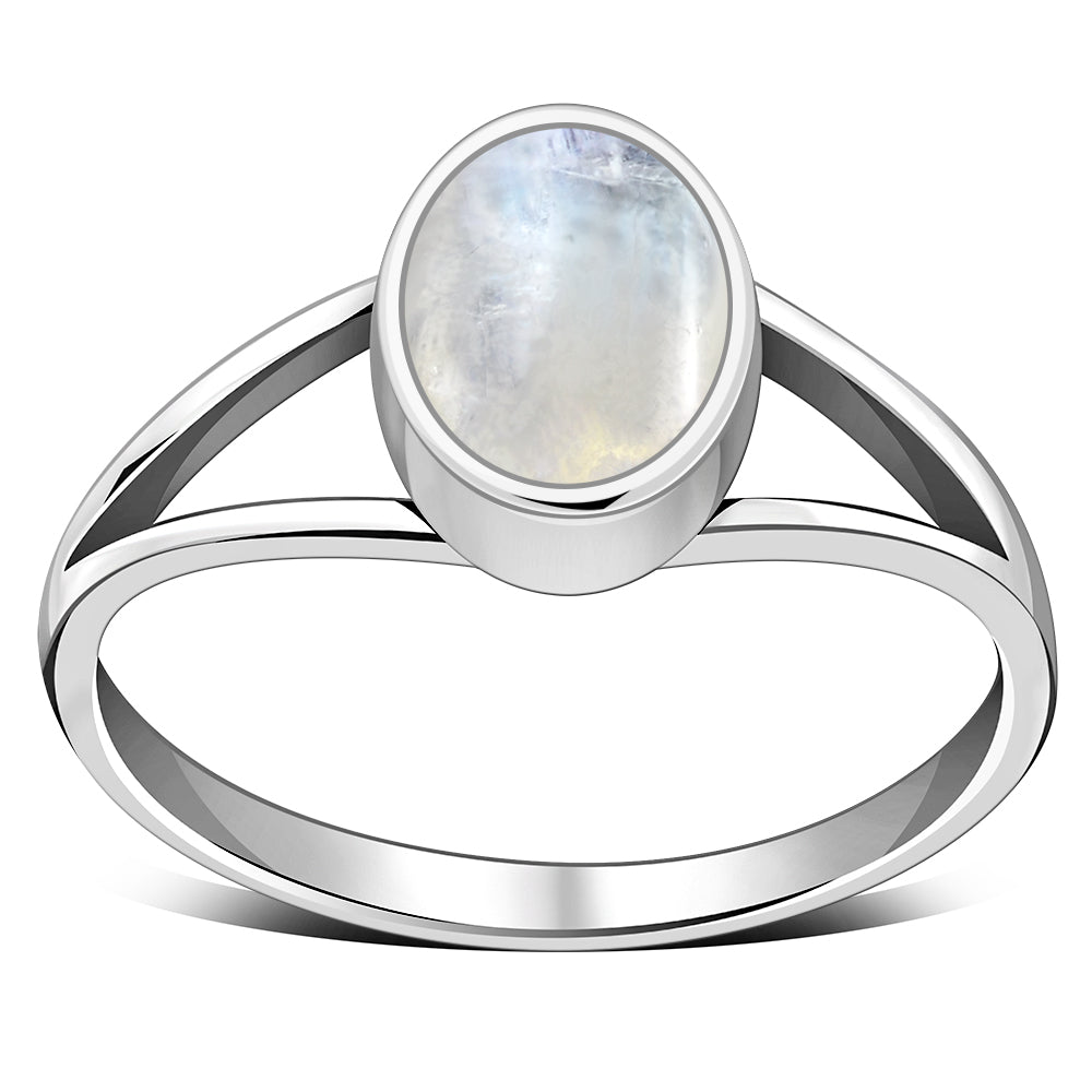 Rainbow Moonstone Sterling Silver Ring