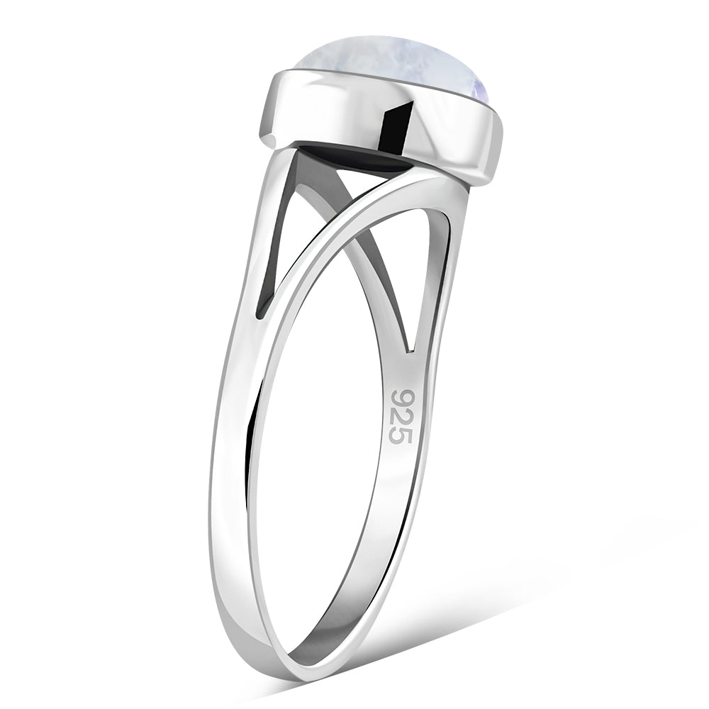 Rainbow Moonstone Sterling Silver Ring