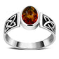 Celtic Baltic Amber Sterling Silver Ring