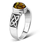 Celtic Baltic Amber Sterling Silver Ring