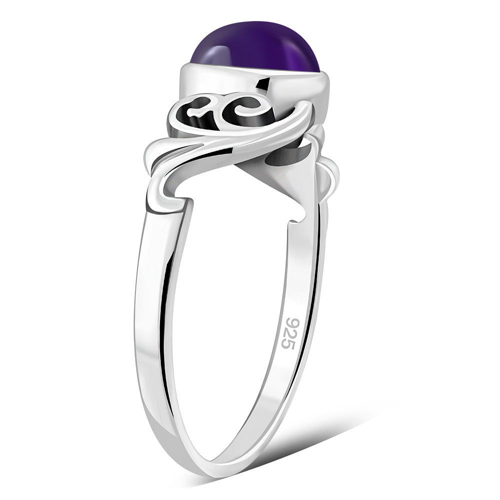 Om Amethyst Stone Sterling Silver Ring