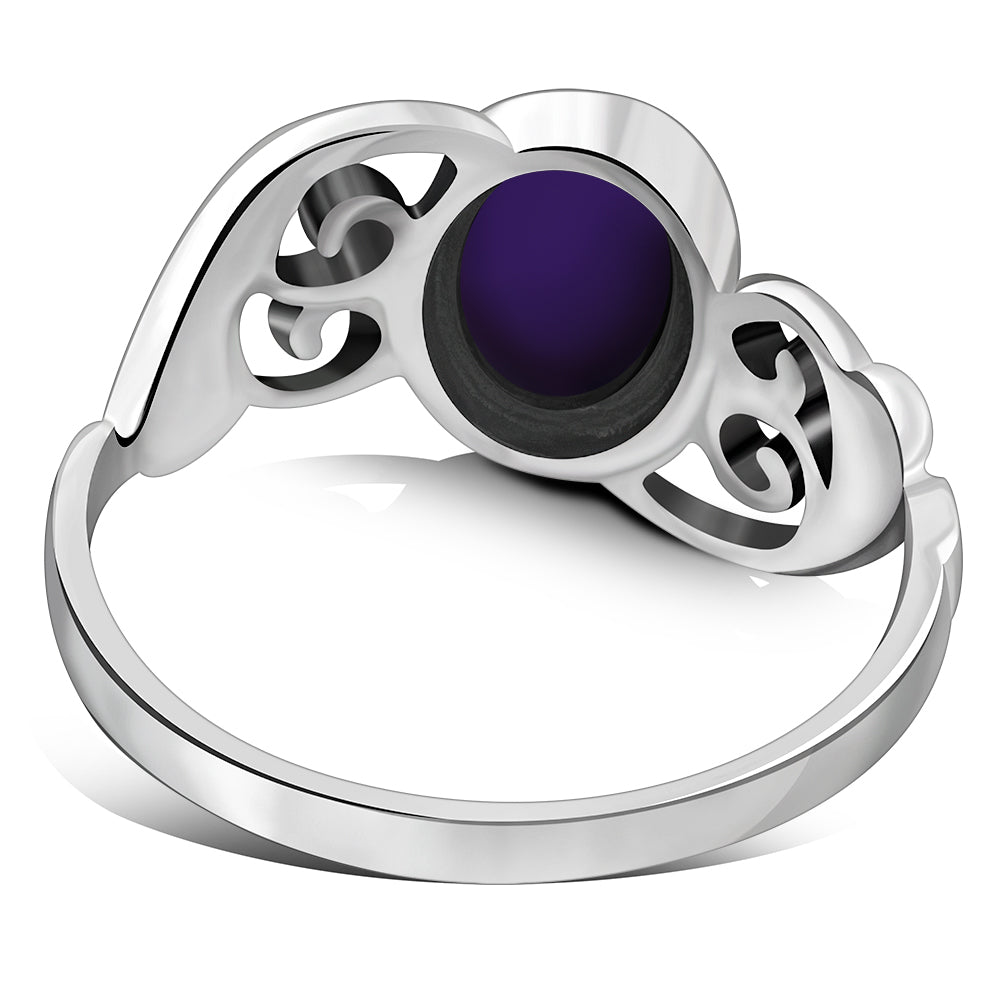 Om Amethyst Stone Sterling Silver Ring