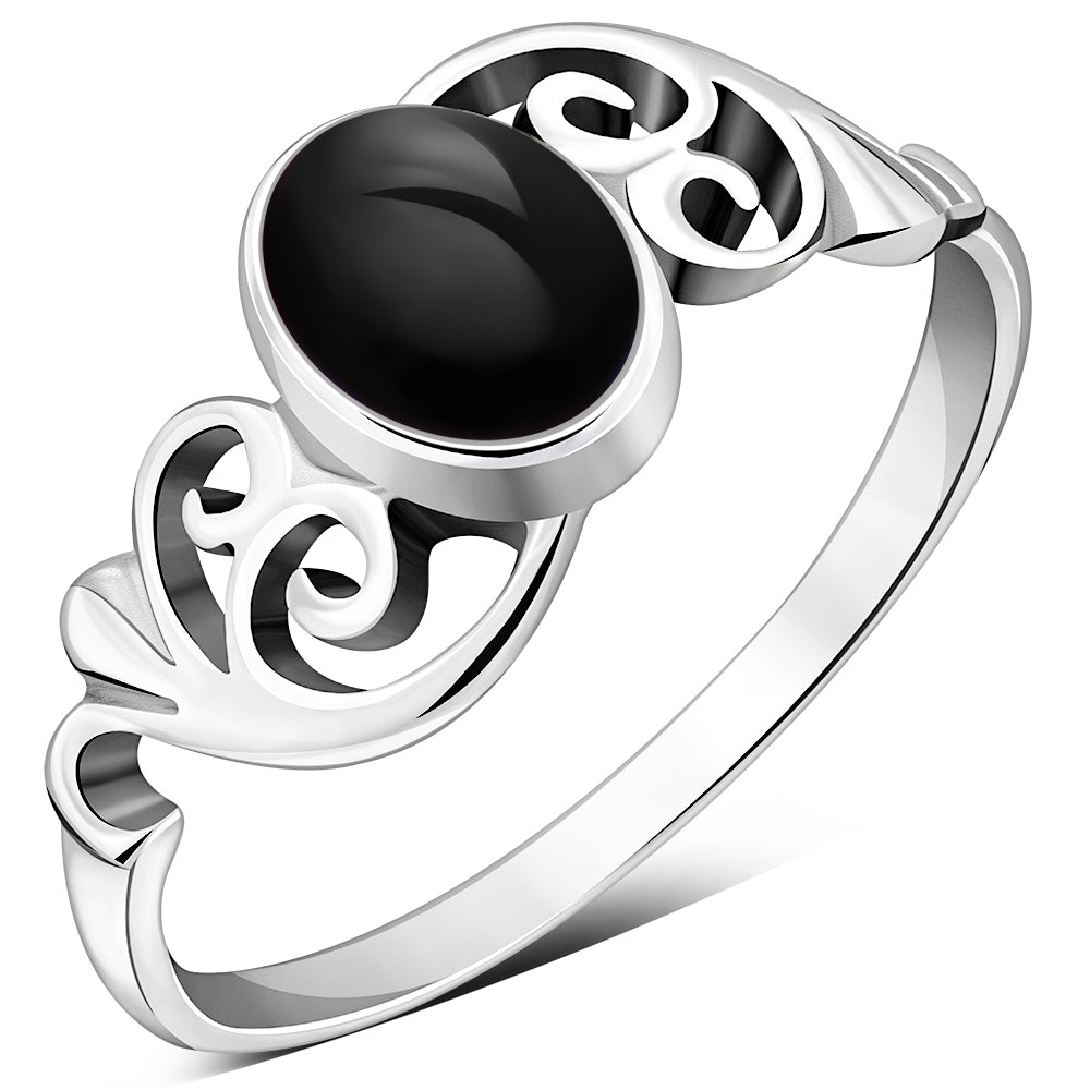 Aum Black Onyx Sterling Silver Ring