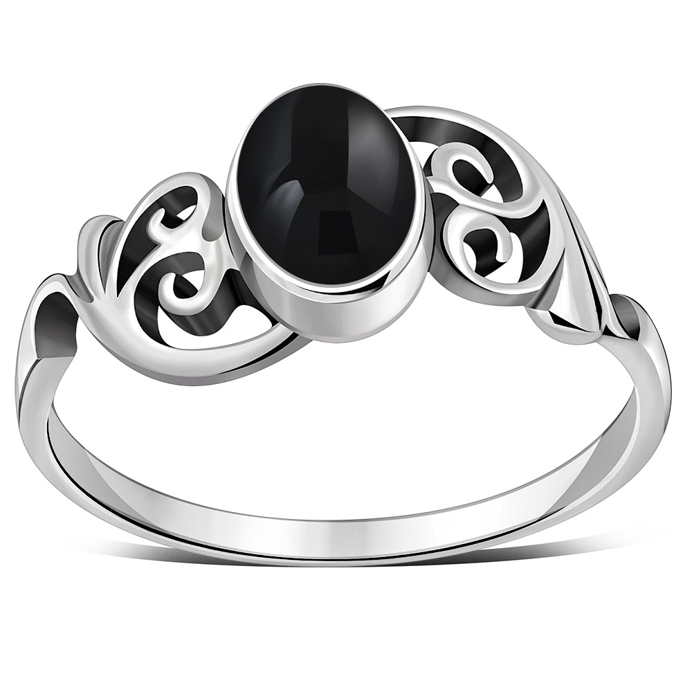 Aum Black Onyx Sterling Silver Ring