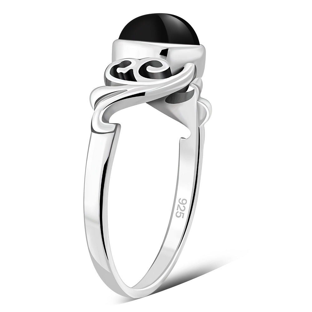 Aum Black Onyx Sterling Silver Ring