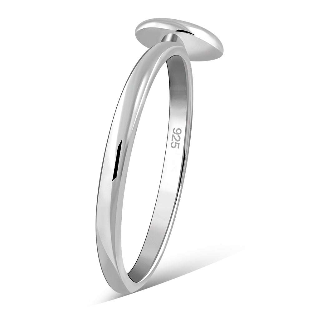 Simple Round Mother of Pearl Silver Ring