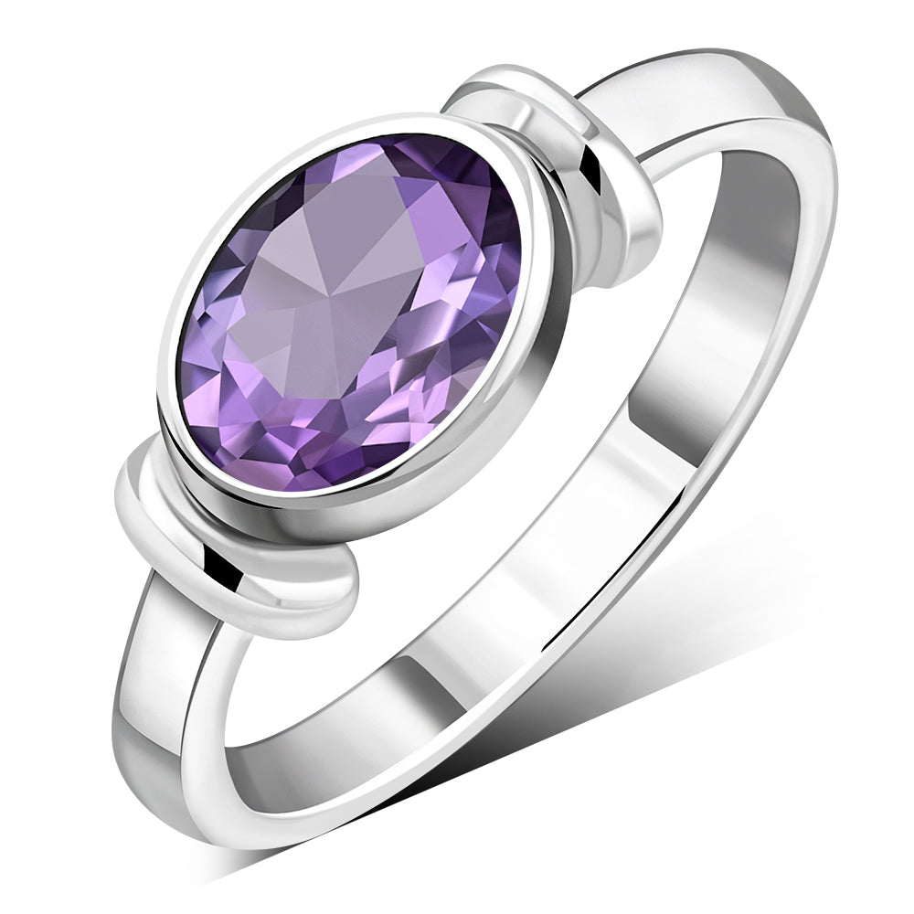 Delicate Amethyst Stone Silver Ring