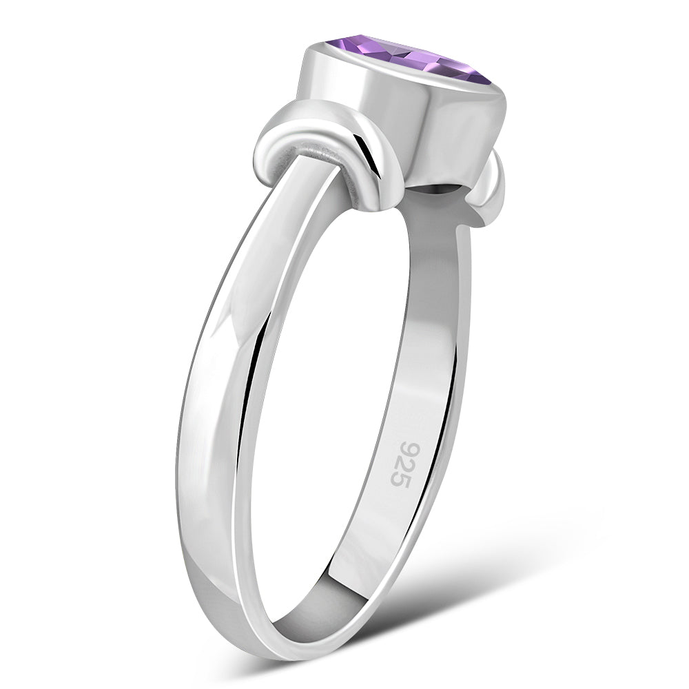 Delicate Amethyst Stone Silver Ring