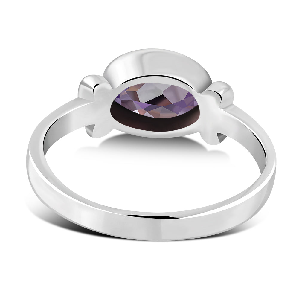 Delicate Amethyst Stone Silver Ring