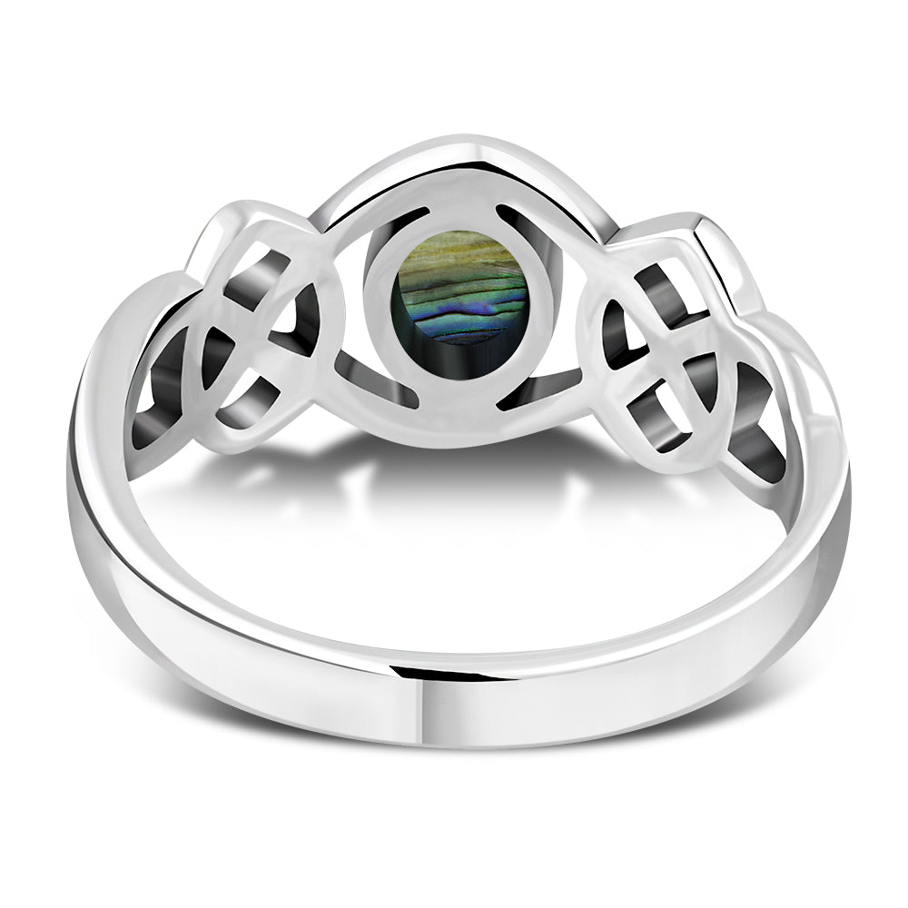 Abalone Sea Shell Celtic Knot Silver Ring