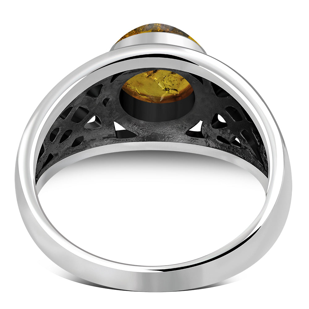 Baltic Amber Celtic Knot Silver Ring