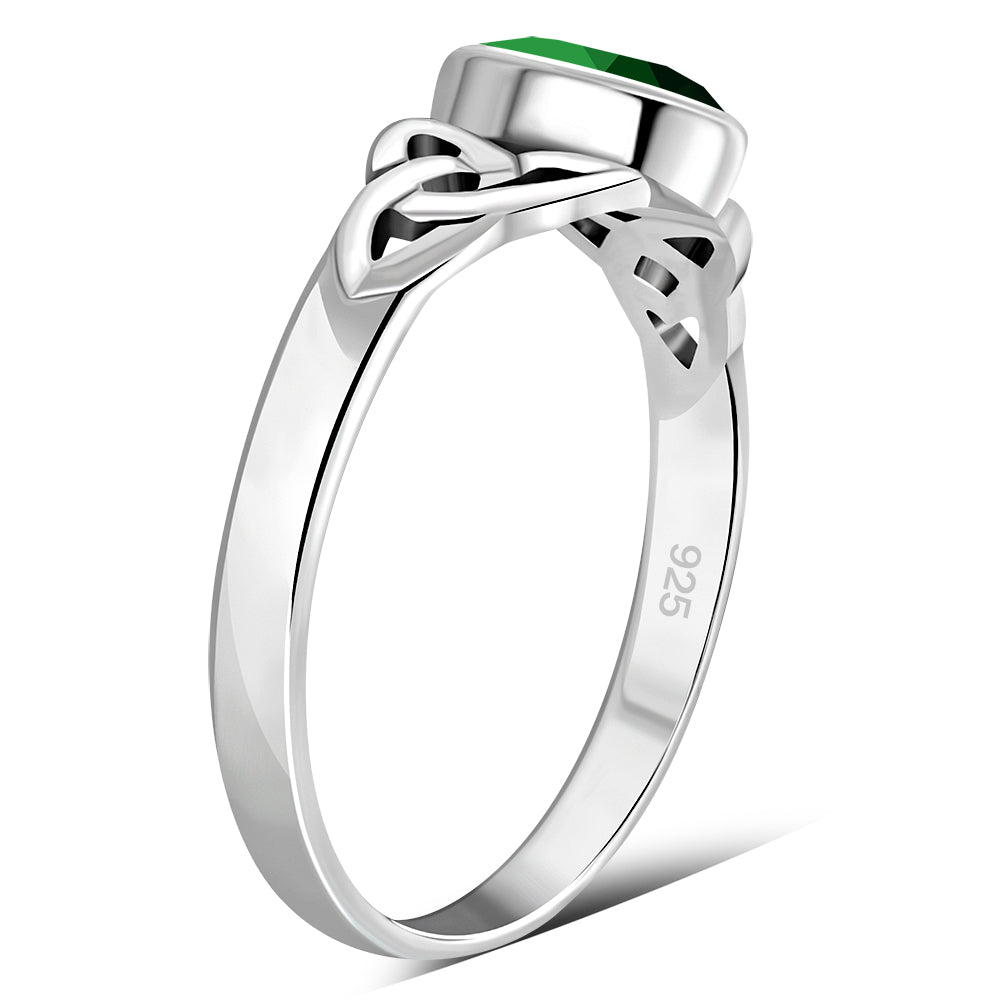 Silver Celtic Ring set w/ Green CZ